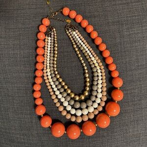 Elegant Coral and Gold Beaded Necklace